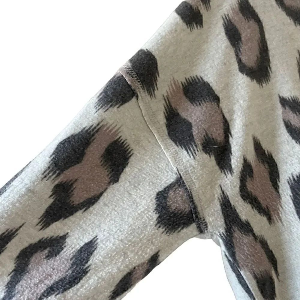 Socialite V Neck Long Sleeve Top Womens Multi Leopard Print Soft SZ L -#1687 - Picture 11 of 13